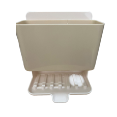 solve living 廚房多用途收納黏貼式菜瓜布架, 白色, 1個