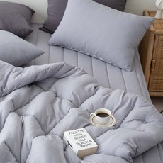 水洗超細纖維馬卡龍抗菌四季薄被, 冷灰色