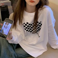 어썸풀 여성용 데몽 하트 긴팔 티셔츠 A24FT072213