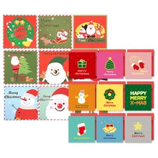 快樂聖誕卡片9款套組 + 閃亮亮X MAS卡片9款套組, 1套, 隨機出貨(卡片內部, 卡片信封)