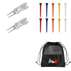 NAYASTYLE 高爾夫果嶺叉修補器 2入 + 塑膠高爾夫長球梯 10入 + 收納袋套組, GFYP-41-1+167-3PU