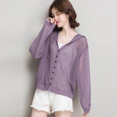 앤드스타일 여성용 긴팔 시스루 후드 가디건 260429