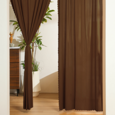 Ecster 現代簡約廚房門窗多用途穿桿式門簾隔斷簾, 棕紅色
