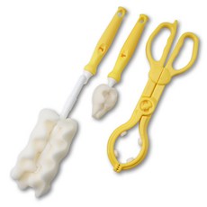 babybear 奶瓶清潔刷+奶嘴刷+奶瓶夾, 1組, 黃色