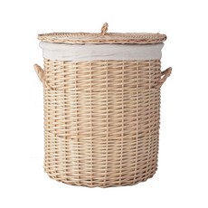 歐風蕾絲洗衣藤編籃 B_RD_23, 淺褐色, 1個