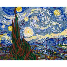 Aiemmini DIY 星光畫+光纖心情燈套組 40 x 50cm, 在一個繁星點點的夜晚