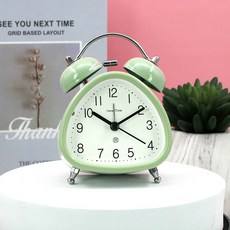 포레스틴 빈티지 아날로그 무소음 자명종 알람 시계, 라이트그린