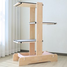 캣츠빌 아쭈타워 H 원목 캣타워 기본구성 카페트그레이 베이비핑크, 그레이(카페트), 베이비핑크 고양이(해먹), 1개