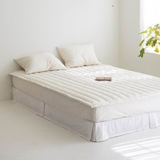 엘레나하임 건조기 가능 쾌적함 100수 순면 두툼한 누빔 패드, 크림 아이보리