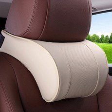 리버폭스 차량용 메모리폼 가죽 목쿠션 B타입, 베이지, 1개