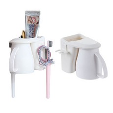 Lifesalim 免打孔牙刷架+磁性牙刷杯 2入, 白色的, 1套