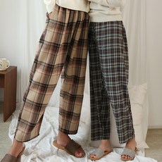 테라우드 클래식 면 기모 체크 파자마 바지 B타입 2종 세트