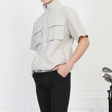 MINEFLOW 男款PT短袖雙口袋半拉鍊上衣