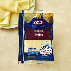 크래프트 슬라이스 스위스 치즈 14매입, 227g, 1개