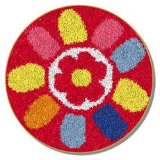 알로데 라운드 플라워 러그 카펫 DIY 스킬 자수 세트 중국어버전 컬러인쇄메쉬, 1세트, 03