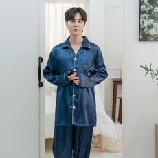 이라인 남성용 에티튜드 실키 카라 상하의 세트