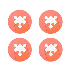 Vivid拼圖陰影矽膠杯墊 4入, 珊瑚色