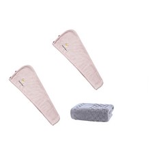 軟毛毛巾 SG33 2p + 毛巾套組, 粉色（發巾）、單色（面巾）, 1套