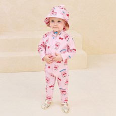 밀크마일 여아용 리본버니 스윔수트 + 플랩캡 세트