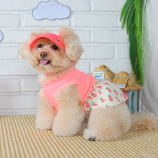 AMYLOVESPET 寵物 PM 鳳梨連身裙 + 帽子套組, 粉紅色