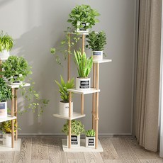 에버하우스 심플 우드 발코니 화분 정리대, A타입, 4단