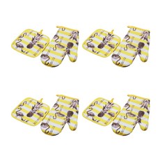 紅鶴印花隔熱手套 4入+隔熱墊 4入 T02, 1型, 1組