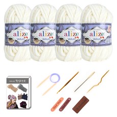 mamaknit Veluto Sil 4球圍巾DIY材料包, 62 象牙白, 1套