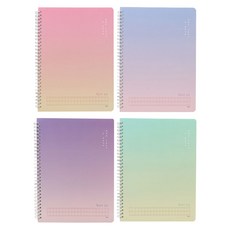 Pinkfoot 漸層作文筆記本 4件組, 紫色、藍色、粉色、薄荷色, 1套