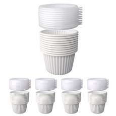 Bloom at home 105pi PP飯碗 湯碗 小菜碗 白色 大 50入 + 蓋子 50入 套組, 1套, 100入