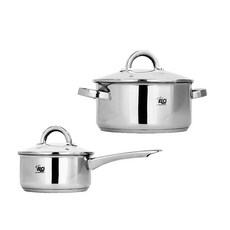 ELO電磁爐主檯面IH不鏽鋼單柄鍋16cm+雙柄鍋24cm套裝（2件）, 單色, 單水壺16cm+正水壺24cm