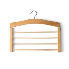 BK Line 原木褲子圍巾領巾掛架一體式衣架, 米色, 1個