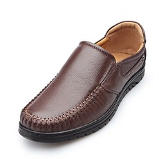 VONIN 남성용 천연 소가죽 콜프 스티치 플렉서블 오플레더 슬립온 TS029