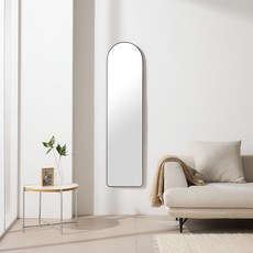 데코퍼니처 라운드 슬림 아치형 전신거울 360 x 1470 mm, 블랙