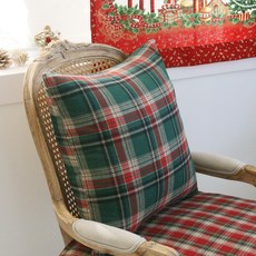 ANDCOTTON 聖誕經典格紋抱枕, 綠色