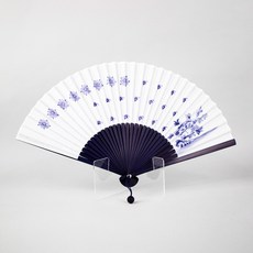 자수와 패턴 부채, 모란, 1개