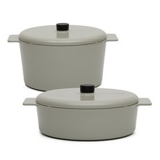 QUEEN SENSE 電磁爐適用Viseum Oriental系列陶瓷塗層鍋具 2入組, 雙耳燉鍋24cm+雙耳淺湯鍋24cm, 混色