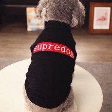 MUDAS 寵物狗貓字母毛絨保暖針織衫, 黑色, 1個