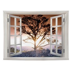 RAONTOYOU 清新窗景大型掛毯, 23 5238