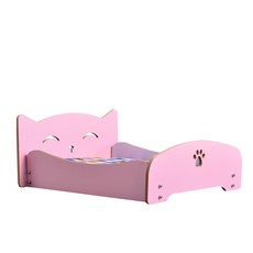 루비코코 원목 분리가능 대형견 침대, 핑크고양이, 1개