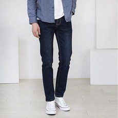 DYJEEN 男式牛仔褲藍色修身直筒跨度大碼牛仔褲 ME177