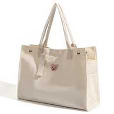 嬰兒小熊帆布尿布包, 象牙白