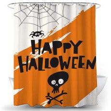 Hello Halloween 浴簾 TYPE7 150 x 180 cm, 1個, 橘色系