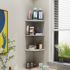 室內裝飾壁掛式轉角收納架, 白色, 1層