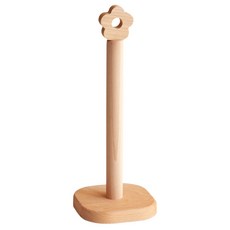 Puselife 花朵造型直立式廚房紙巾架, 木頭色, 1入