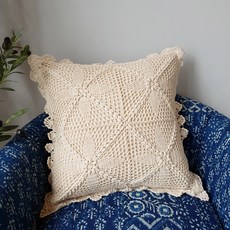 KKAKU VINTAGE 波西米亞風情玫瑰棉靠墊, 象牙