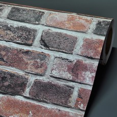 데코리아 에어프리 생활방수 접착식 빈티지 입체 적벽돌 인테리어 필름 TLZ380, RedBrick, 1230mm x 10m