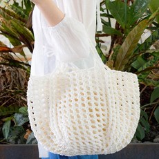 미스티코티타 쎄이 블루밍 코바늘 네트백 라떼 뜨개질 DIY 패키지, 크림, 1세트