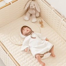 AiRabbit 幼兒用IKEA替換純棉厚愛心絎縫雙面床墊, 1個, 淡米色