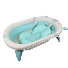 라비베베 3단계 접이식 아기욕조 + 마이크로 에어볼 패드, 에메랄드그린