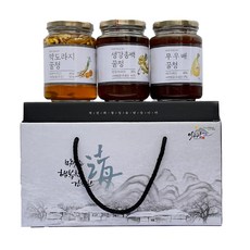 Leegojang food 綜合蜂蜜果醬茶禮盒組, 桔梗蜜 500g+生薑白蜜 500g+蘿蔔水梨蜜 500g, 1組